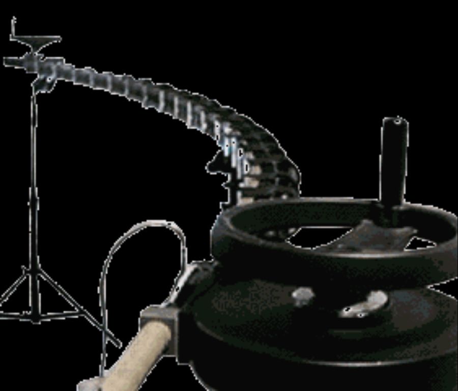 Hand wheels helped advance the film through the camera.