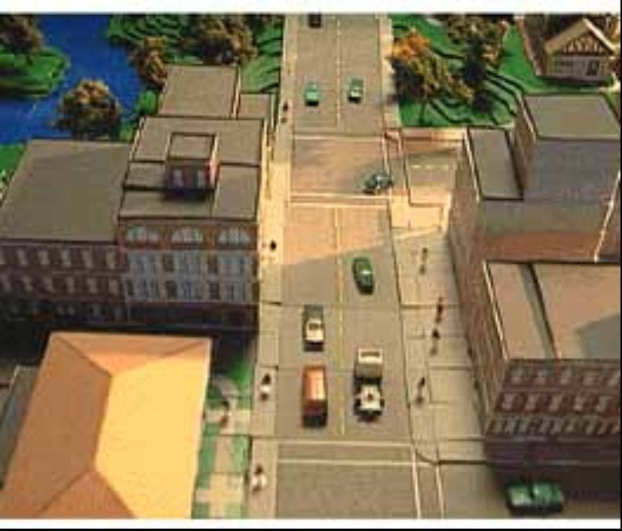 A modular model city with very intricate features.